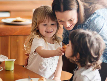 Family eating breakfast