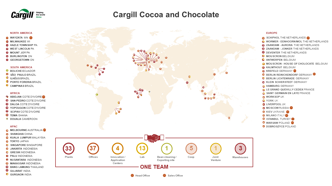 Cargill Cocoa and Chocolate Locations Worldwide