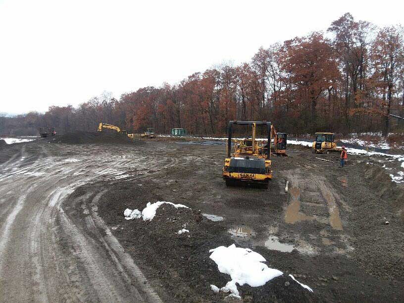 Cayuga Mine #4 Shaft Project drill pad under construction Cayuga Mine #4 Shaft Project drill pad under construction