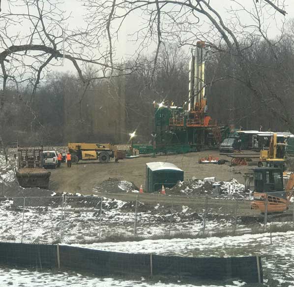 Cayuga Mine #4 Shaft Project drill rig setup Cayuga Mine #4 Shaft Project drill rig setup