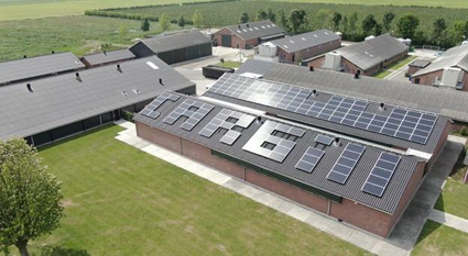 The letters of Cargill spelled out in solar panels on the roof of a building