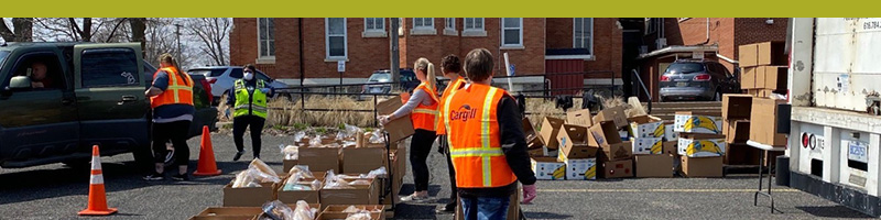 Group of people delivering care packages