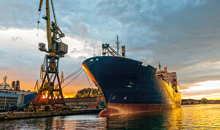 ship docked at port image