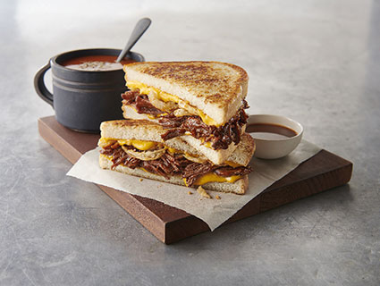 Beef barbacoa bbq style grilled cheese