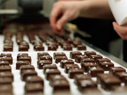 Hand made chocolates beign prepared image