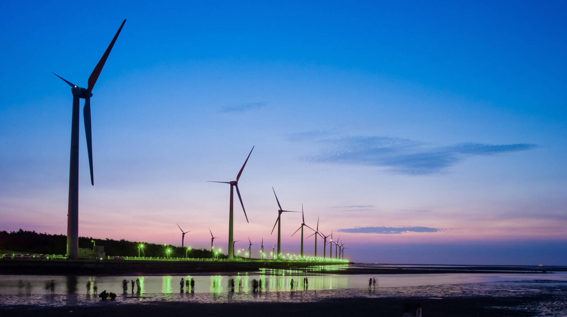 wind turbines green lights
