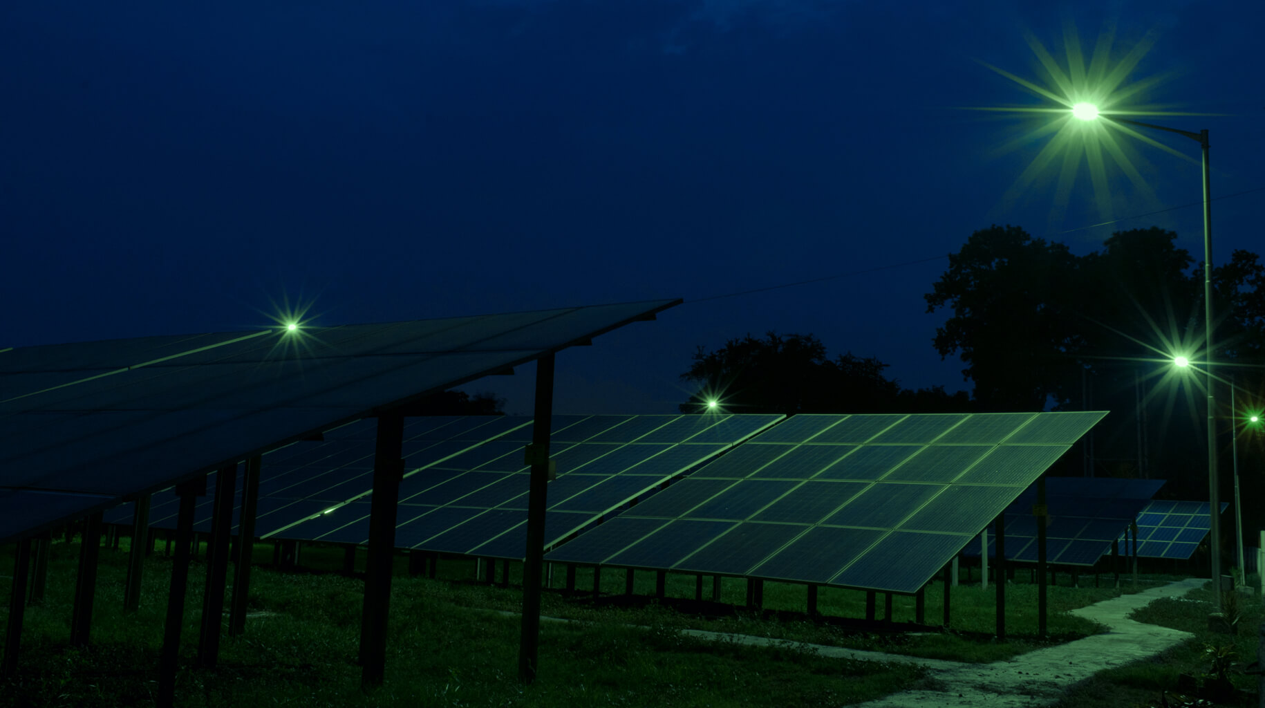 Solar Panels with Green Glow Solar Panels with Green Glow