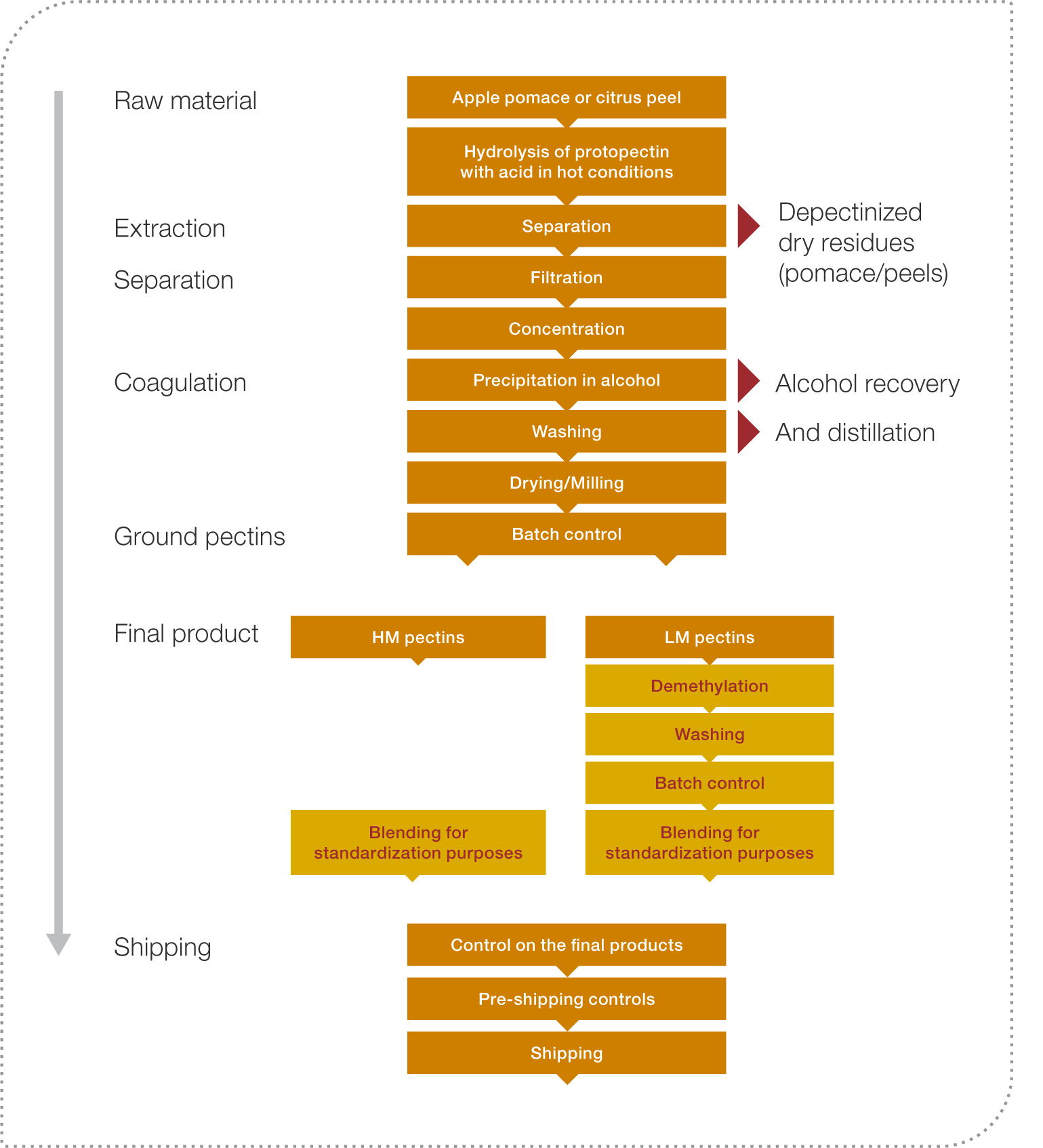 Manufacturing process flow chart pectin