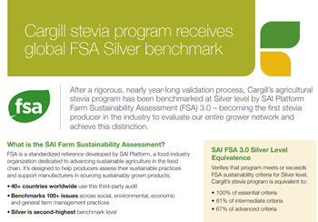 Cargill Stevia Program Receives FSA Silver Benchmark