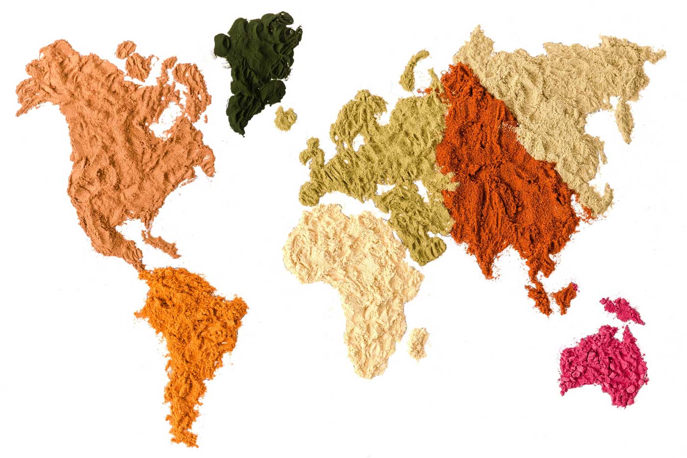 world map of spices and herbs 