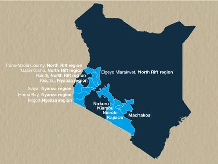 Kenya regions map Kenya regions map