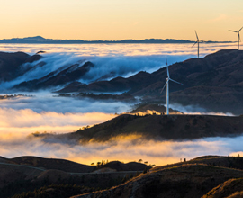 wind turbines in fog image
