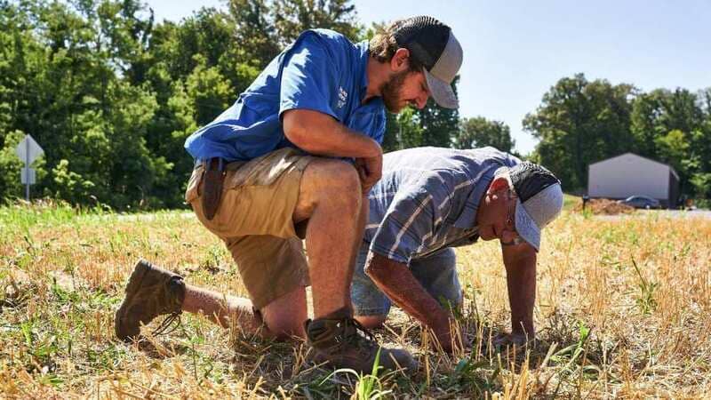 Farmer Tyler Bruns and his grandfather on their farm in Scott City, Missouri