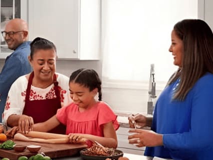 family cooking dinner