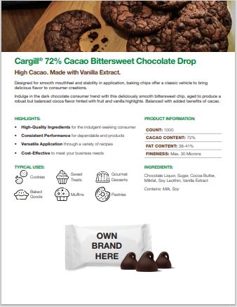 72% Cacao Bittersweet Chocolate Drop | Bulk Ingredient Supplier | Cargill