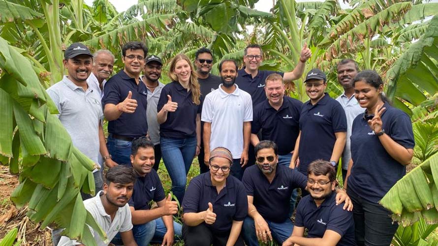A group of farmers, users of Digital Saathi, during Eric’s (center back) recent trip to India. 