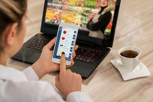 a woman ordering her grocery online