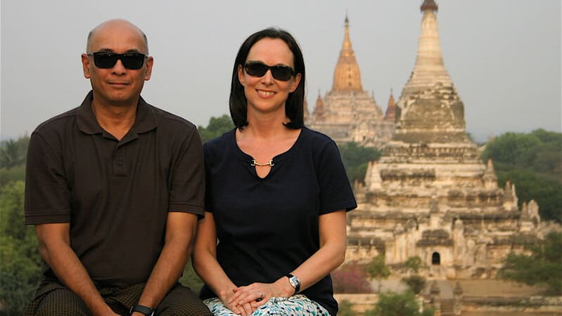 Philippa with her husband in Myanmar