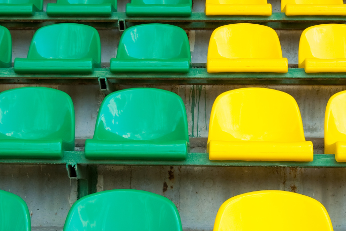 green and yellow stadium seats