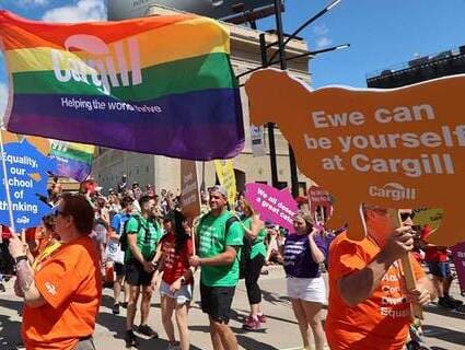 Cargill employees at the 2023 Minneapolis Pride parade Cargill employees at the 2023 Minneapolis Pride parade