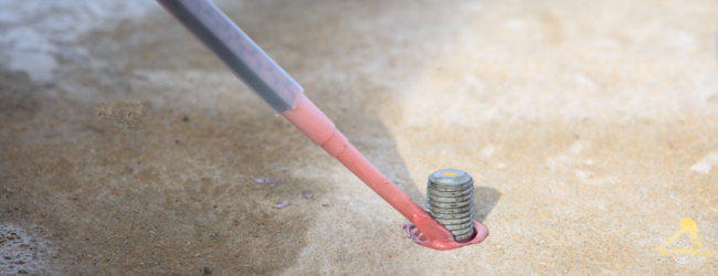 Injecting adhesive material into hole