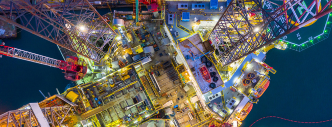 Offshore oil rig viewed from above