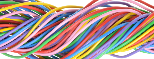 Bundle of colorful plastic wires