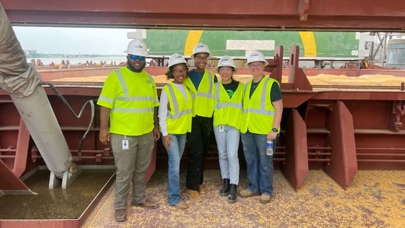 Group of interns posing together at a Cargill plant Group of interns posing together at a Cargill plant