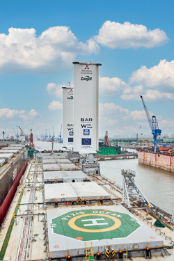 WindWings being retrofitted on Pyxis Ocean at the COSCO shipyard in Shanghai, China. August 2023