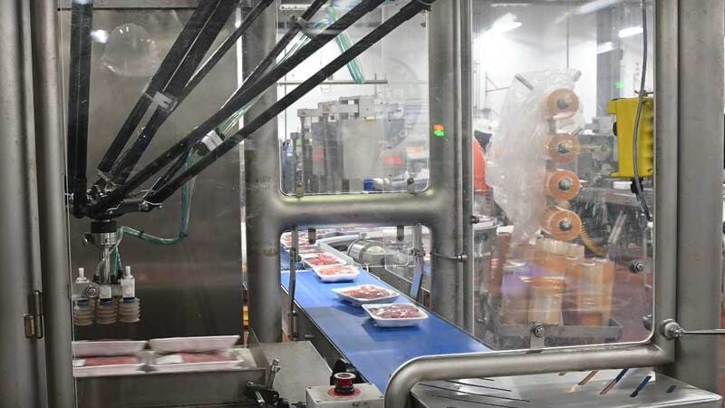 Machinery at a protein facility in Dodge City, Kansas.