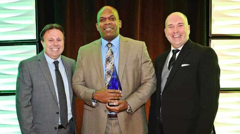 Joe Hogue receives the Heart of Safety award. 