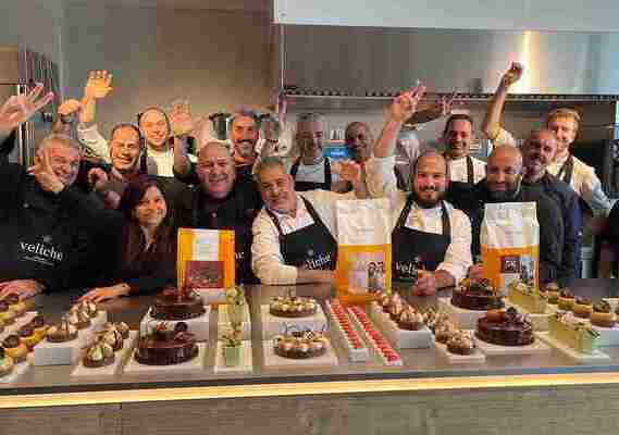 Chefs posing with Veliche chocolate 