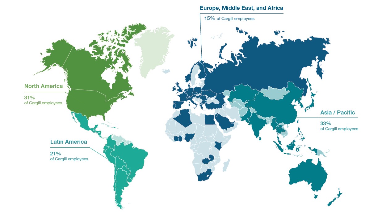 Map of the world showing our global workforce distribution