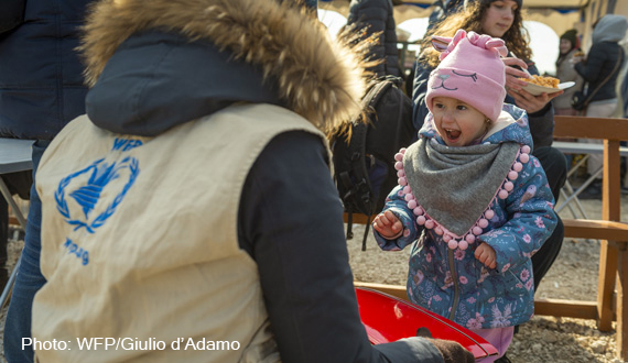 © WFP/Giulio d'Adamo - Eugenya playing with Irene Pazzano, WFP Supply Chain Retail and Market Office