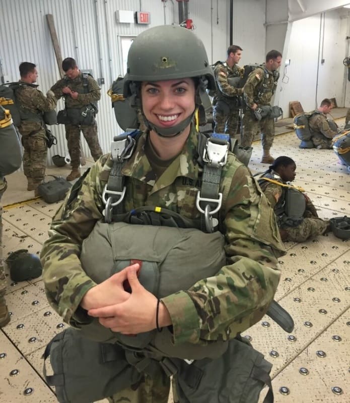 An Army captain waiting for a parachute jump.