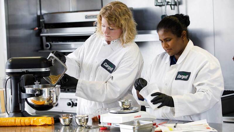 Cargill food scientists making plant-based foods. 