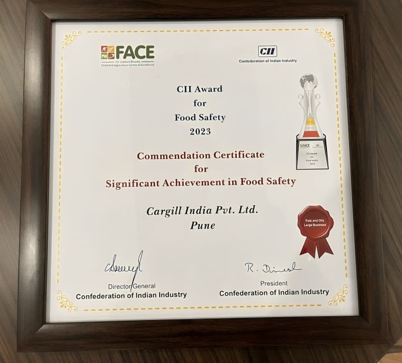 Cargill Recognized for Excellence in Food Safety