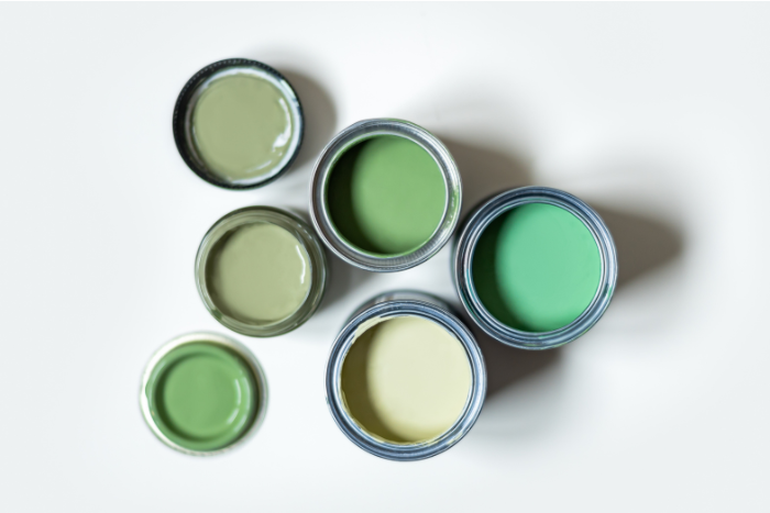 green paint cans