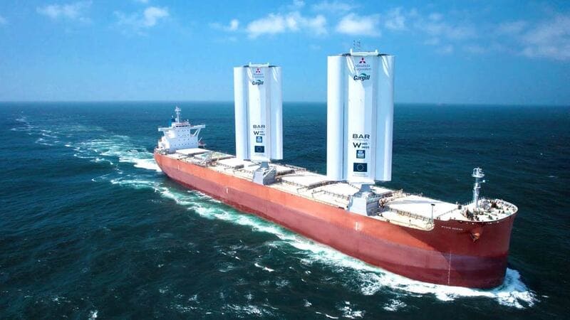 The Pyxis Ocean moves on the water with wind-powered technology.