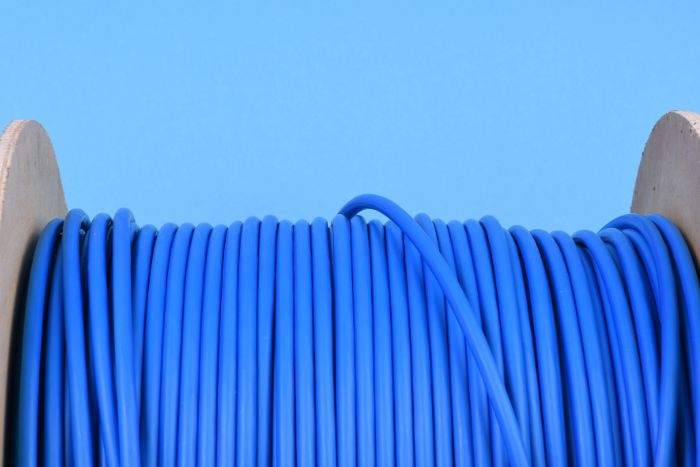 blue coated wire roll