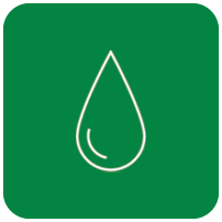 outline of white water droplet in green box