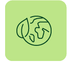 blue square with white earth and leaf outline