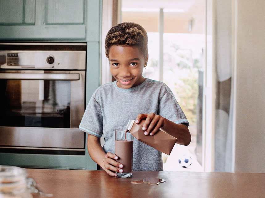 Stevia sweetened cocoa milk
