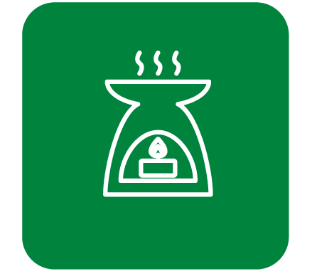 White tealight icon in teal square