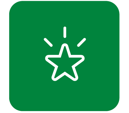 White star outline in green square