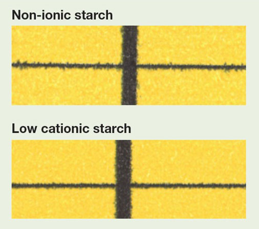 Picture 3: Enhanced contour sharpness with low cationic starch Picture 3: Enhanced contour sharpness with low cationic starch
