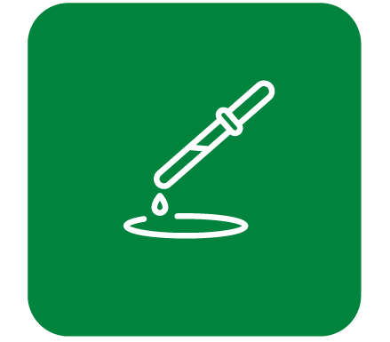 White dye dropper icon in teal square