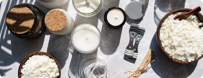 candle making supplies on a table