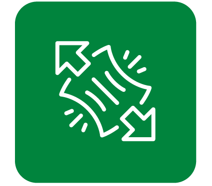 green square - white outline arrows pulling in opposite directions