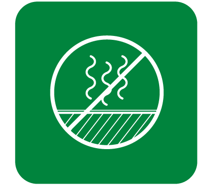 green square - white outline fumes crossed out